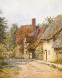 East Hagbourne, Berkshire (akvarel s škrábáním na papíře)