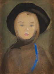 Dívka s modrou stuhou, 1909.