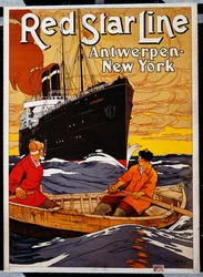 Red Star Line, cca 1900 (barevná litografie)