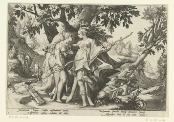 Jupiter svádí Callisto v převleku Diany Ovidiovy metamorfózy (název série)