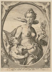 Venuše a Amor, list 2 ze série „Bakchus, Venuše a Ceres“
