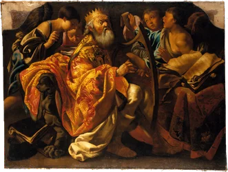 Král David hrající na harfu