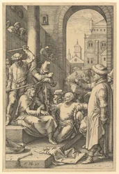 Korunování trním, z Pašijí Kristových, 1597.
