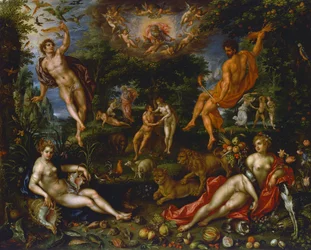 Pozemský ráj, kolem 1607 (olej na plátně)