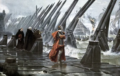 Kardinál Richelieu na mořské hradbě v La Rochelle