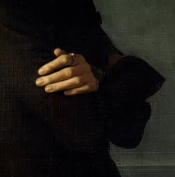 Portrét Franze Liszta (1811-1886), maďarského skladatele a klavíristy (1839). Detail rukou. Obraz Henriho Lehmanna (Karl Ernest (Ernst) Rudolf Heinrich Salem dit) (1814-1882). Paříž, Musee Carnavalet.