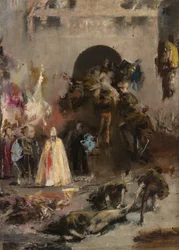 Scéna ze španělské inkvizice, c.1868-70