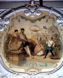 Rybářská scéna na zámku Chantilly Obraz Henri Baron (1816-1885) 1846 Ne. 0,97x1,14 m Chantilly, Musee Conde