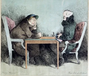 Rytina šachistů od Henryho Monniera (1805-1877)