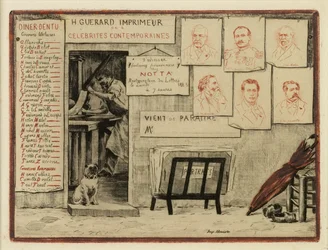 Portréty pánů de Lesseps, Coppée, General Pittié, de Bornier, Henri Martin, Mis de Cherville, 1883 (lept, suchá jehla)