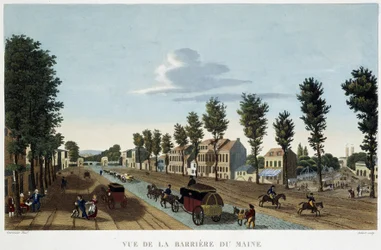 Pohled na Barrier du Maine - v „“ Pohled na Paříž, cca 1810: Les Barriers de Paris““ od Courvoisier