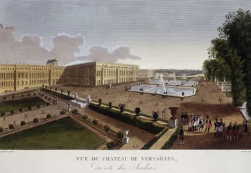 Zámek Versailles na straně zahrad - v „Výhledech na Paříž““ od Courvoisiera