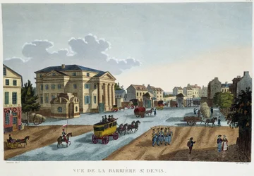 La barrier Saint-Denis, kolem roku 1827 - in "Vues de Paris" by Courvoisier