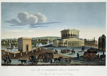Bariéra La Villette, kolem roku 1820 - v knize "Vues de Paris" od Courvoisiera