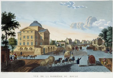 Roule Barrier, ca. 1820 - v „Pohledech na Paříž““ od Courvoisiera