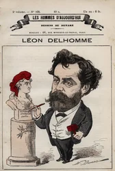 Cartoon of Leon Alexandre Delhomme (1841-1895) francouzský sochař z 