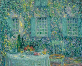 Stůl. Slunce na listech, Gerberoy - Peinture de Le Sidaner, Henri (1862-1939)