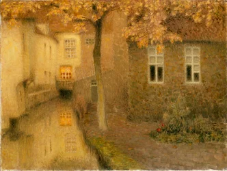 Kanál v Bruggách za soumraku, c1898