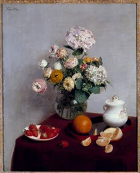 Obraz Letní květiny a ovoce od Henriho Fantina Latoura (Fantin-Latour