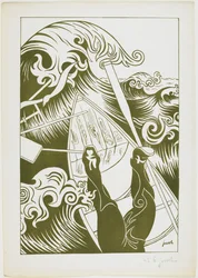 La Vague (Vlna) 1894 (litografie olivově zeleným inkoustem)