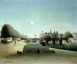 Pohled na Île Saint-Louis z přístavu Saint-Nicolas, večer, asi 1888