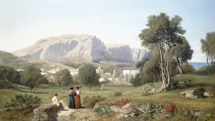 Pohled na ostrov Capri v Neapolském zálivu, 1853