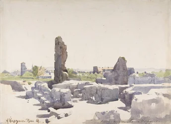 Pohled na Koloseum z baziliky Domitian a Flavian Palace, Řím, 1864.
