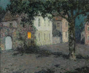 Měsíčně zalité městské náměstí v Cherbourgu, cca 1934