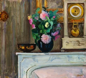 Kytice květin na krbu, 1920