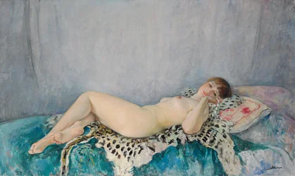 Akt na leopardí kůži, Le Cannet, 1926
