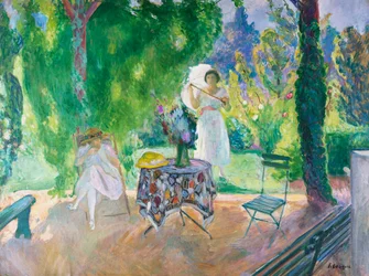 Dvě ženy v zahradě v létě, kolem roku 1923