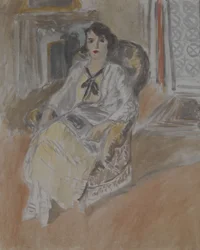 Žena sedící v křesle, asi 1922 (olej na plátně)