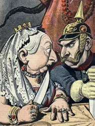 Karikatura královny Viktorie a karikatura německého krále Viléma II. 16. ledna 1898, detail z karikatury čínského imperialismu (oříznuto)
