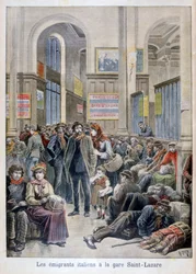 Italští emigranti na Gare Saint-Lazare, Paříž, 1896