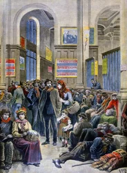 Italští přistěhovalci hledají útočiště na nádraží Gare Saint Lazare