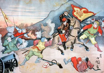 Převzetí čínské vlajky japonským důstojníkem, 1894
