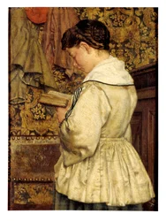 Žena čte (olej na plátně)