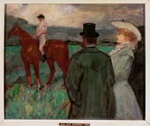 Na závodech (malba na plátně)