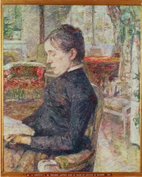Hraběnka Alphonse de Toulouse-Lautrec, malířova matka, v salonu na zámku Malrome.