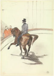 V cirkusu: Španělská procházka, 1899 (grafit, barevný pastel a uhel na silném tkaném papíře)