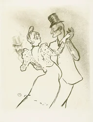 La Goulue a Valentin la Desossee. Plakát Toulouse-Lautrec.