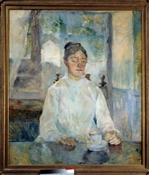 Portrét hraběnky z Toulouse Lautreca při snídani Obraz Henri de Toulouse Lautrec (1864-1901) 1881 Sun. 0,93x0,81 m Albi, musee Toulouse Lautrec