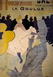 Plakát pro kabaret „La goulue““ v Moulin Rouge. Kresba Henri de Toulouse Lautrec (1864-1901) 1891 Brusel, Musee Ixelles