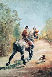 Klusající jezdec s malým psem, 1879