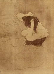 Žena česající si vlasy - La Coiffure, Talíř VII od Elles; Žena česající si vlasy - Účes, Talíř VII z Elles, 1896