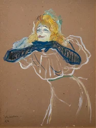 Yvette Guilbert zpívá „Linger, Longer, Loo“ 1894 (olej na kartonu)