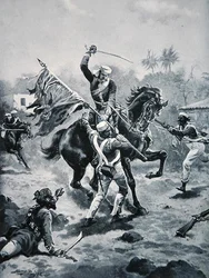 Poručík Roberts získává Viktoriin kříž, 2. ledna 1858, ilustrace z knihy „The History of the Nation“