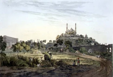Pohled na Lucknow, deska VII, ryl Daniel Havell (1785-1826) 1809 (rytina)