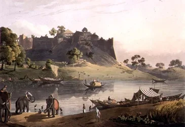 Ruiny pevnosti v Juanpore na řece Goomtee, deska V, vyryl Daniel Havell (1785-1826) 1809 (rytina)