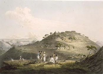 Město Dixan v Habeši, vyryto Danielem Havellem (1785-1826) 1809 (akvatinta)